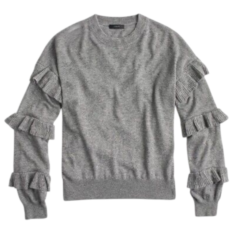 J. Crew Ruffle Sleeve Sweater in Gray - Picture 8 of 8